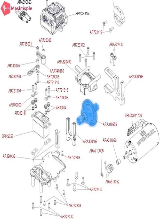 Mesimsple ترس تفاضلي مركزي فولاذي بسيط 45# 46T لسيارات Arrma 1/7 Felony Infraction Fireteam Mojave 6S BLX Diff Gear 1/8 Typhon Outcast Kraton Notorious EXB Upgrades Part - Image 4